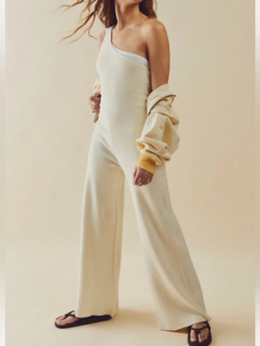 NWT Free People FP Beach Waverly Knit One Shoulder Jumpsuit S